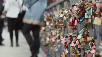 Love Lock Bridge in Frankfurt Germany video