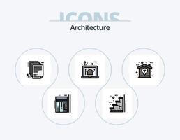 Architecture Line Filled Icon Pack 5 Icon Design. tools. document. plan. blueprint. tools vector