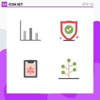 Pack of 4 Modern Flat Icons Signs and Symbols for Web Print Media such as finance clip insurance flower garden Editable Vector Design Elements