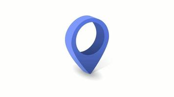 Isometric animation dark blue pin icon on the navigation map for positioning travel and transport video