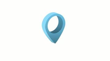 icono de pin azul de animación isométrica en el mapa de navegación para posicionar viajes y transporte video