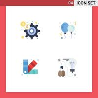 4 Universal Flat Icons Set for Web and Mobile Applications dollar development marketing party chip Editable Vector Design Elements