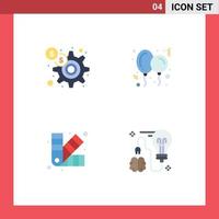 4 Universal Flat Icons Set for Web and Mobile Applications dollar development marketing party chip Editable Vector Design Elements