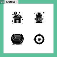 4 Universal Solid Glyphs Set for Web and Mobile Applications bank water fund control concept Editable Vector Design Elements