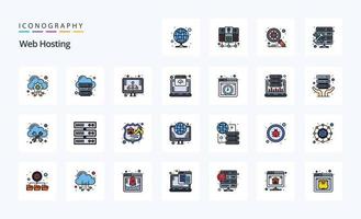 25 Web Hosting Line Filled Style icon pack vector