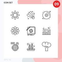 Stock Vector Icon Pack of 9 Line Signs and Symbols for design logo dvd app ramadan Editable Vector Design Elements