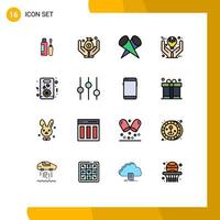 Universal Icon Symbols Group of 16 Modern Flat Color Filled Lines of gift ideas lights product defining Editable Creative Vector Design Elements