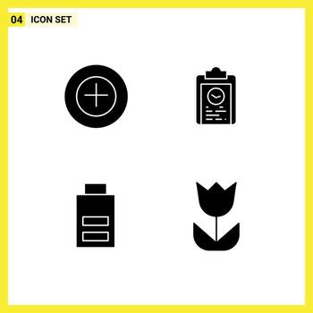 Modern Set of 4 Solid Glyphs and symbols such as add interface clipboard progress user Editable Vector Design Elements