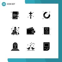 9 Creative Icons Modern Signs and Symbols of purse beach sausage play fun Editable Vector Design Elements