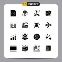 16 Creative Icons Modern Signs and Symbols of economy music kiss hardware card Editable Vector Design Elements