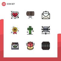 Universal Icon Symbols Group of 9 Modern Filledline Flat Colors of cathedral quality assurance st best quality thanks Editable Vector Design Elements