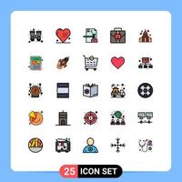 User Interface Pack of 25 Basic Filled line Flat Colors of arch business love briefcase dmca Editable Vector Design Elements