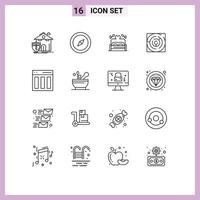 16 User Interface Outline Pack of modern Signs and Symbols of columns strategy bed labyrinth maze Editable Vector Design Elements