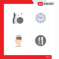 Set of 4 Commercial Flat Icons pack for bowling knowledge time data hotel Editable Vector Design Elements