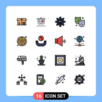 16 líneas rellenas de colores planos vectoriales temáticos y símbolos editables de programación de arte de codificación de artes de limón elementos de diseño de vectores creativos editables