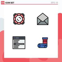 Pictogram Set of 4 Simple Filledline Flat Colors of protection engine float mail search Editable Vector Design Elements