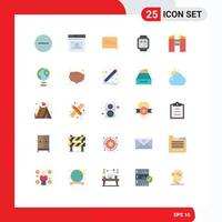 Flat Color Pack of 25 Universal Symbols of construction buildings communication watch smart Editable Vector Design Elements