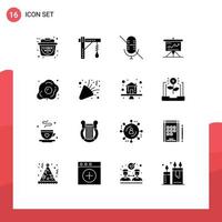 16 Universal Solid Glyphs Set for Web and Mobile Applications tactics solution mic marketing business Editable Vector Design Elements