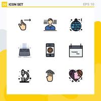 conjunto de 9 iconos de interfaz de usuario modernos símbolos signos para escritor historia globo blog mundo elementos de diseño vectorial editables vector