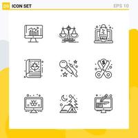 9 User Interface Outline Pack of modern Signs and Symbols of bible leaf law autumn offer Editable Vector Design Elements
