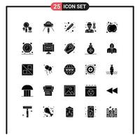 25 Thematic Vector Solid Glyphs and Editable Symbols of apple soldier mars pilot test Editable Vector Design Elements