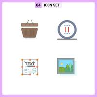 Stock Vector Icon Pack of 4 Line Signs and Symbols for basket creative cart online page Editable Vector Design Elements