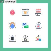 Pack of 9 creative Flat Colors of headphone learning store globe web Editable Vector Design Elements