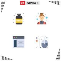 4 Thematic Vector Flat Icons and Editable Symbols of nutrition web page whey health design Editable Vector Design Elements