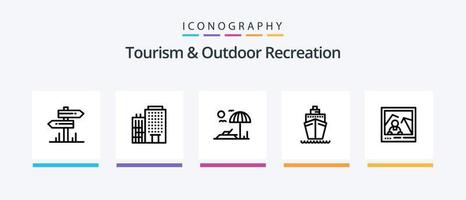 Tourism And Outdoor Recreation Line 5 Icon Pack Including lighthouse. coffee. trouser. cup. fly. Creative Icons Design vector