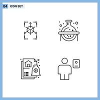 paquete de interfaz de usuario de 4 colores planos básicos de línea completa de elementos de diseño de vector editables de prototipo de gráfico financiero ciencia hipoteca