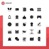 Universal Icon Symbols Group of 25 Modern Solid Glyphs of ice cold design chatting communication Editable Vector Design Elements