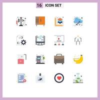 16 Universal Flat Colors Set for Web and Mobile Applications management development printing develop management Editable Pack of Creative Vector Design Elements