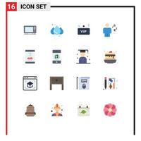 16 Universal Flat Color Signs Symbols of mobile app store update board sync body Editable Pack of Creative Vector Design Elements