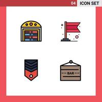 Pictogram Set of 4 Simple Filledline Flat Colors of city stripes banner badge bar Editable Vector Design Elements