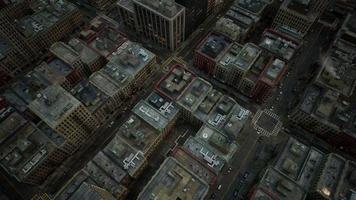 Aerial view of New York downtown building roofs photo