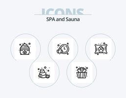 paquete de iconos de línea de sauna 5 diseño de iconos. niño pequeño. petróleo. sauna. cuidado. amar vector