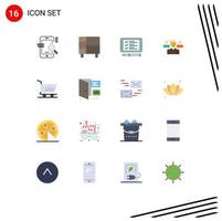 Modern Set of 16 Flat Colors Pictograph of squard user house team pin Editable Pack of Creative Vector Design Elements