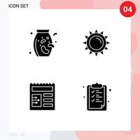 Group of 4 Solid Glyphs Signs and Symbols for nuts ui sun spring clipboard Editable Vector Design Elements