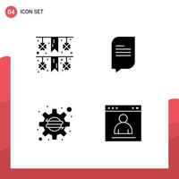 Group of 4 Modern Solid Glyphs Set for festival startup chat business interface Editable Vector Design Elements