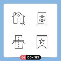 User Interface Pack of 4 Basic Filledline Flat Colors of buildings search house media construction Editable Vector Design Elements