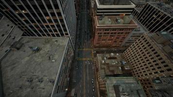 Aerial view of New York downtown building roofs photo