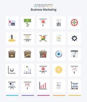marketing empresarial creativo 25 paquete de iconos planos como documento. flecha. crecimiento. comercio. marketing vector