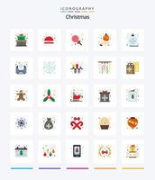 paquete creativo de iconos planos de navidad 25 como correo. copo de nieve. dulces Navidad. mano vector