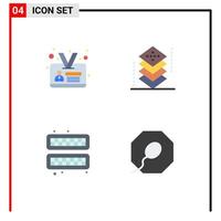 Modern Set of 4 Flat Icons Pictograph of employee cube coding layers tray Editable Vector Design Elements