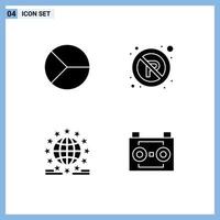 Set of 4 Vector Solid Glyphs on Grid for business gdpr graphical parking internet Editable Vector Design Elements