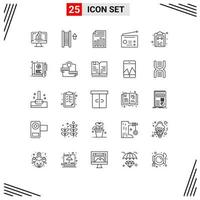 Set of 25 Vector Lines on Grid for check radio document gadgets sheet Editable Vector Design Elements