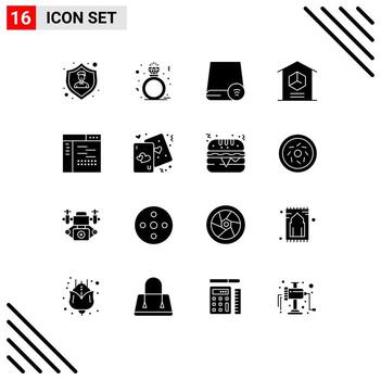 Group of 16 Modern Solid Glyphs Set for stock logistic computers home hardware Editable Vector Design Elements