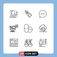 Outline Pack of 9 Universal Symbols of document print repair storage comment Editable Vector Design Elements