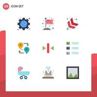 9 Universal Flat Colors Set for Web and Mobile Applications media pause chevron play pointer Editable Vector Design Elements