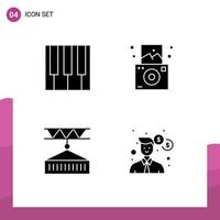 Pack of 4 Modern Solid Glyphs Signs and Symbols for Web Print Media such as audio delivery piano regular shipping Editable Vector Design Elements